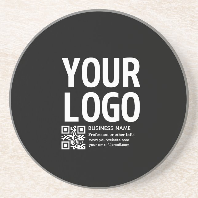 Your Logo w/Editable QR code & Text  Coaster (Front)