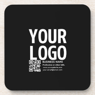 Your Logo w/Editable QR code & Text Coaster