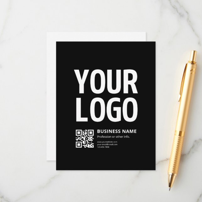 Your Logo w/Editable QR code & Text Enclosure Card (Front/Back In Situ)