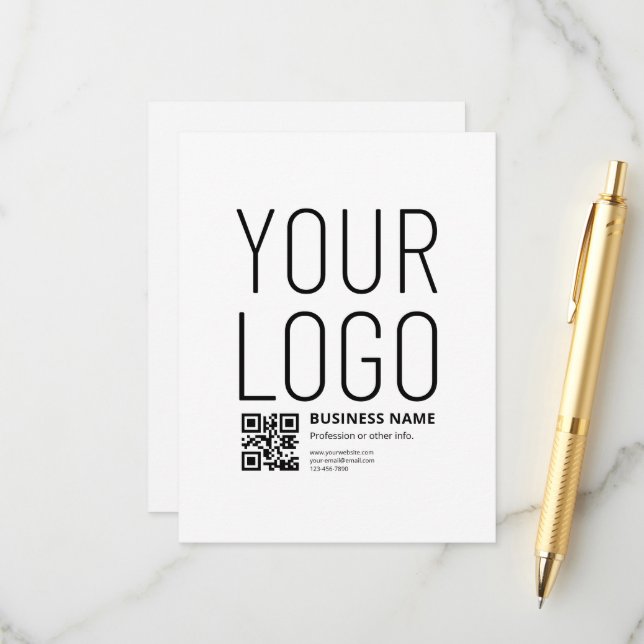 Your Logo w/Editable QR code & Text Enclosure Card (Front/Back In Situ)