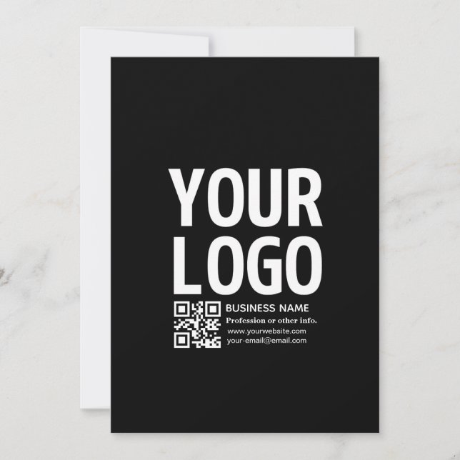 Your Logo w/Editable QR code & Text  Holiday Card (Front)