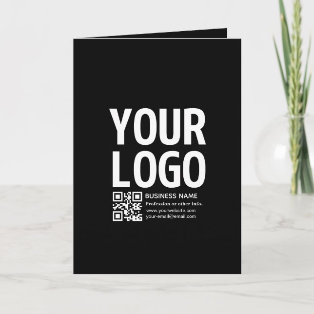 Your Logo w/Editable QR code & Text  Holiday Card (Front)
