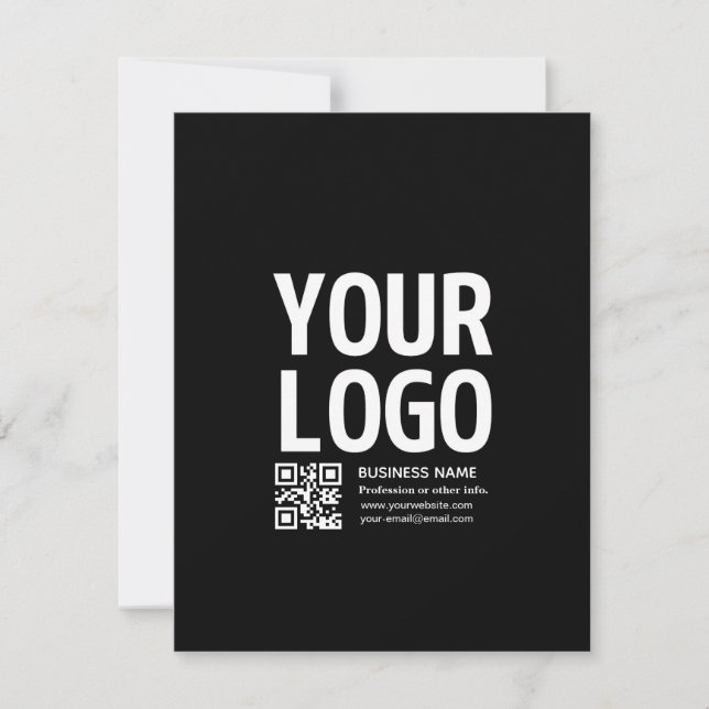 Your Logo w/Editable QR code & Text  Holiday Card (Front)