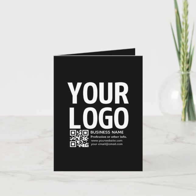 Your Logo w/Editable QR code & Text  Holiday Card (Front)
