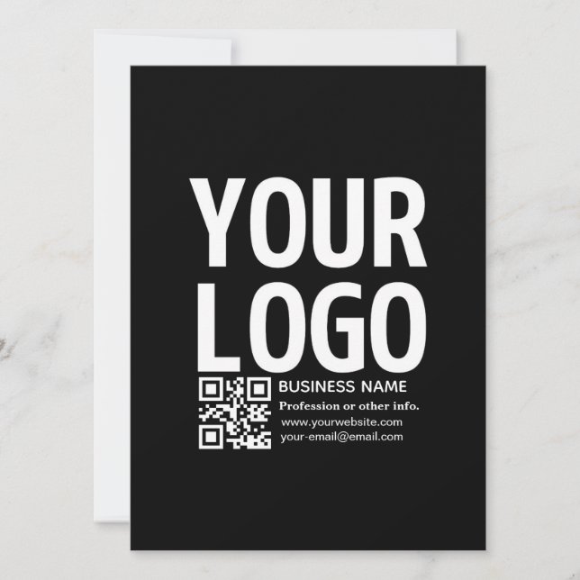 Your Logo w/Editable QR code & Text  Invitation (Front)