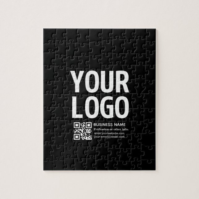 Your Logo w/Editable QR code & Text  Jigsaw Puzzle (Vertical)