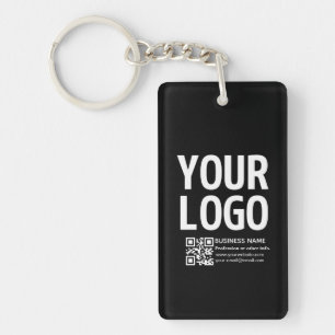 Your Logo w/Editable QR code & Text  Key Ring