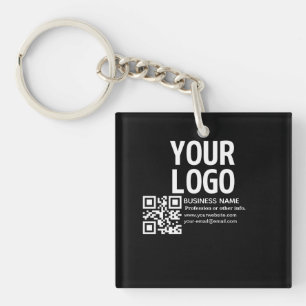 Your Logo w/Editable QR code & Text  Key Ring