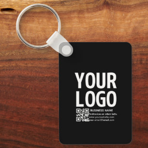 Your Logo w/Editable QR code & Text  Key Ring