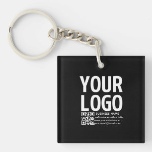 Your Logo w/Editable QR code & Text  Key Ring