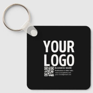 Your Logo w/Editable QR code & Text  Key Ring