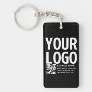 Your Logo w/Editable QR code & Text  Key Ring