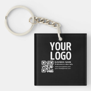 Your Logo w/Editable QR code & Text  Key Ring