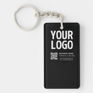 Your Logo w/Editable QR code & Text  Key Ring