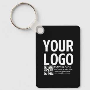 Your Logo w/Editable QR code & Text  Key Ring