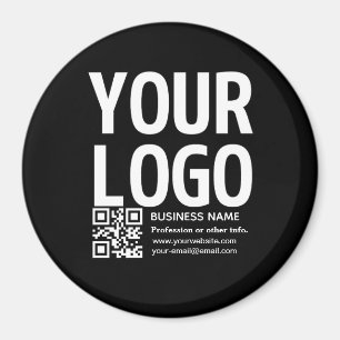 Your Logo w/Editable QR code & Text Magnet