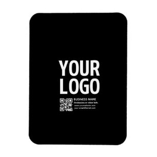 Your Logo w/Editable QR code & Text Magnet