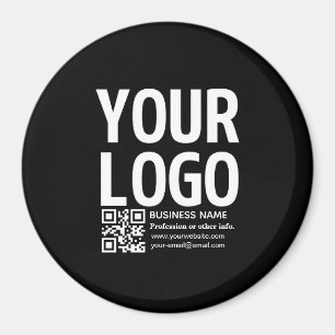 Your Logo w/Editable QR code & Text Magnet