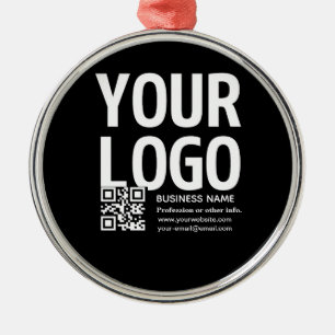Your Logo w/Editable QR code & Text Metal Tree Decoration