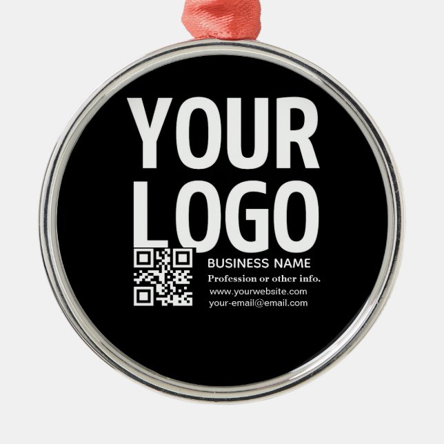 Your Logo w/Editable QR code & Text  Metal Tree Decoration (Front)