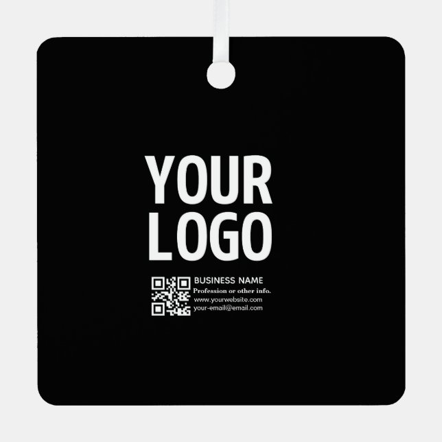 Your Logo w/Editable QR code & Text  Metal Tree Decoration (Front)