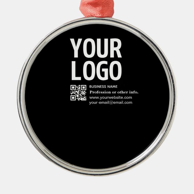 Your Logo w/Editable QR code & Text  Metal Tree Decoration (Front)