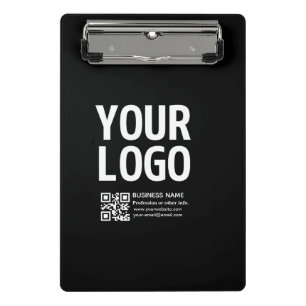 Your Logo w/Editable QR code & Text Mini Clipboard