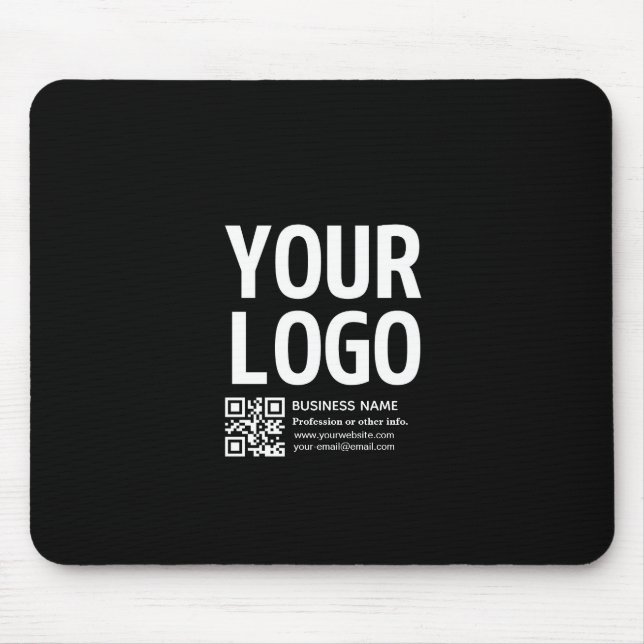 Your Logo w/Editable QR code & Text  Mouse Mat (Front)