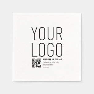 Your Logo w/Editable QR code & Text Napkin