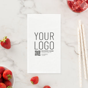 Your Logo w/Editable QR code & Text Napkin