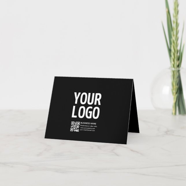 Your Logo w/Editable QR code & Text  Note Card (Front)