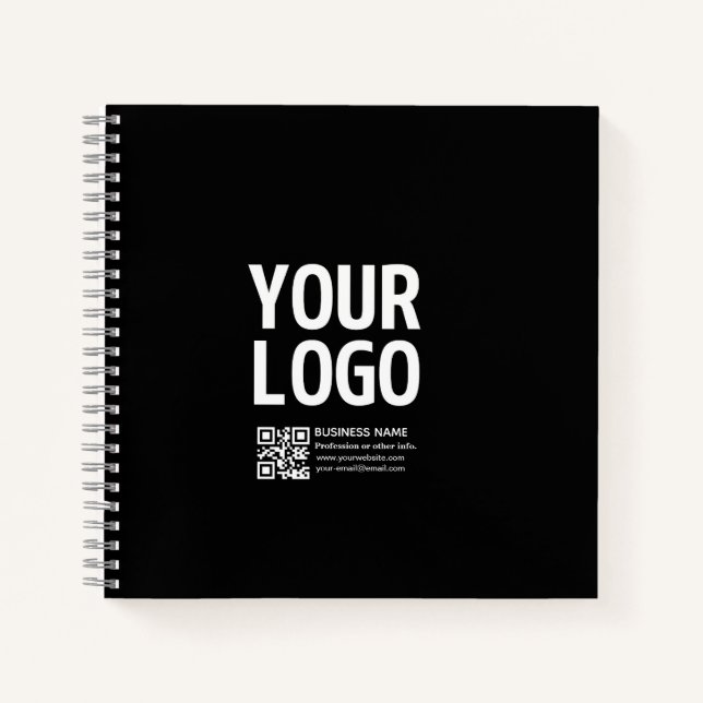 Your Logo w/Editable QR code & Text  Notebook (Front)