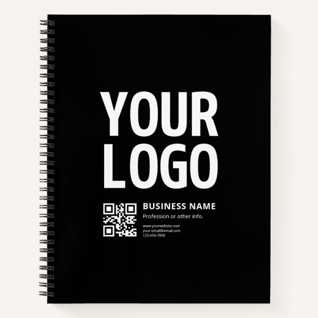 Your Logo w/Editable QR code & Text Notebook (Front)