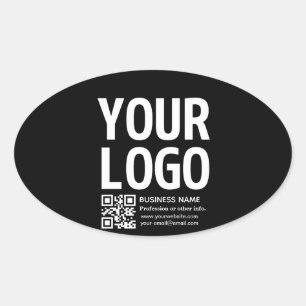Your Logo w/Editable QR code & Text  Oval Sticker