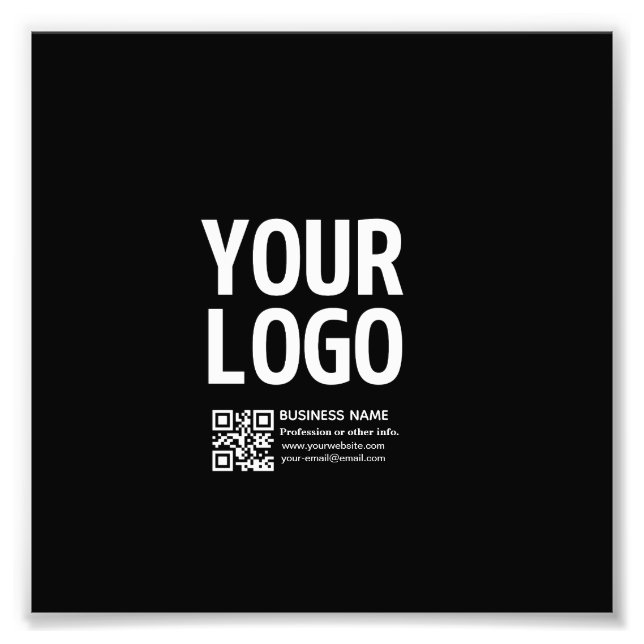 Your Logo w/Editable QR code & Text  Photo Print (Front)