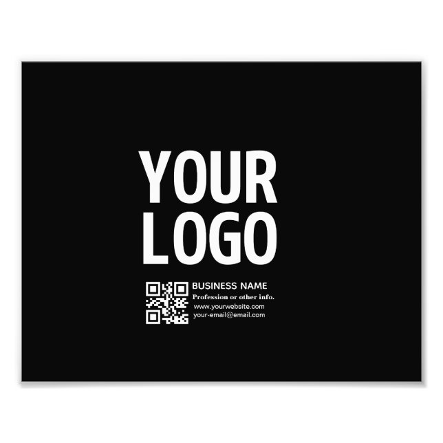 Your Logo w/Editable QR code & Text  Photo Print (Front)
