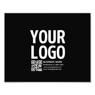 Your Logo w/Editable QR code & Text Photo Print