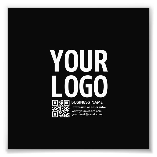 Your Logo w/Editable QR code & Text  Photo Print (Front)