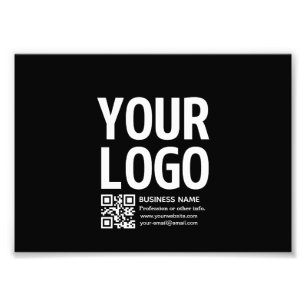 Your Logo w/Editable QR code & Text Photo Print