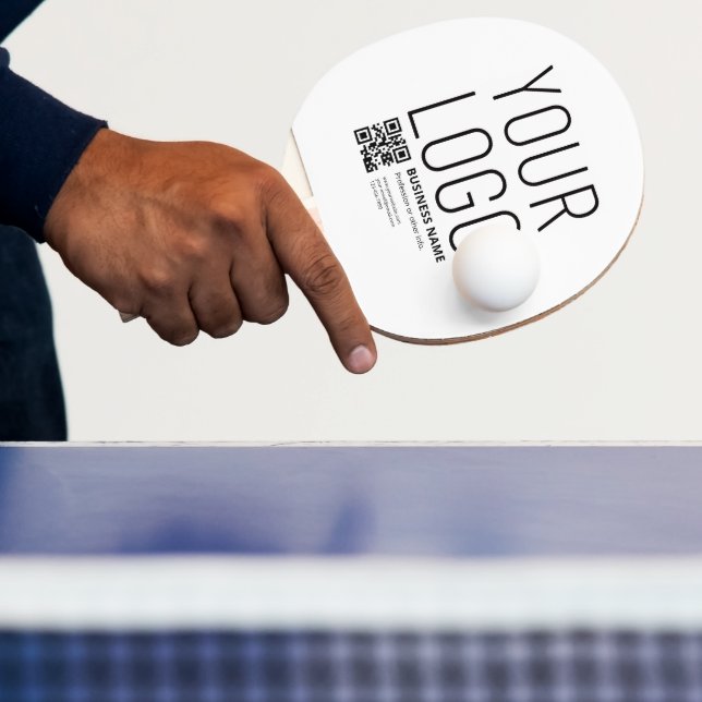 Your Logo w/Editable QR code & Text Ping Pong Paddle (Insitu)