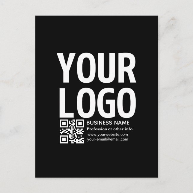 Your Logo w/Editable QR code & Text  Postcard (Front)