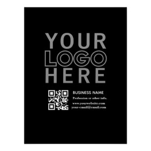 Your Logo w/Editable QR code & Text Poster