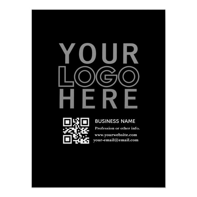 Your Logo w/Editable QR code & Text Poster (Front)