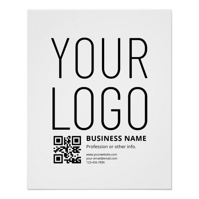 Your Logo w/Editable QR code & Text Poster (Front)