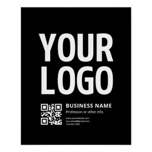 Your Logo w/Editable QR code & Text Poster