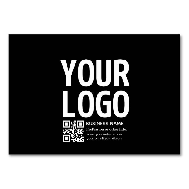 Your Logo w/Editable QR code & Text  Table Number (Front)