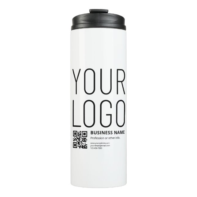 Your Logo w/Editable QR code & Text Thermal Tumbler (Front)