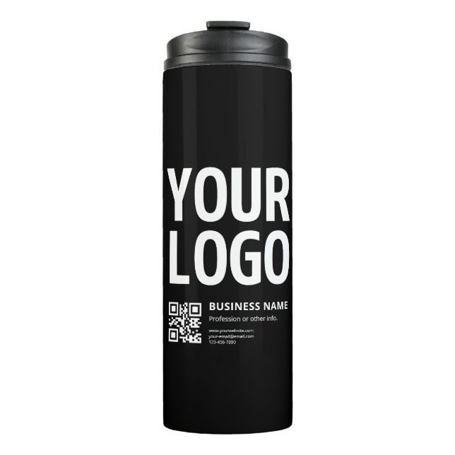 Your Logo w/Editable QR code & Text Thermal Tumbler (Front)