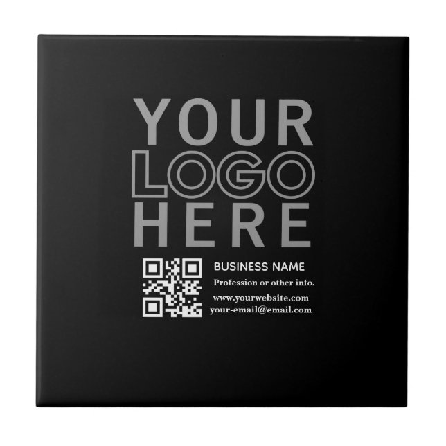 Your Logo w/Editable QR code & Text  Tile (Front)