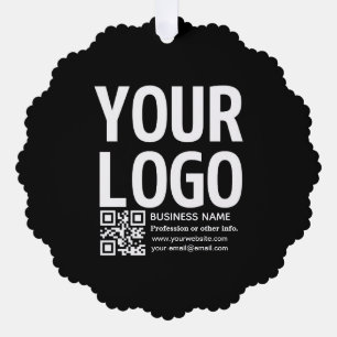 Your Logo w/Editable QR code & Text Tree Decoration Card